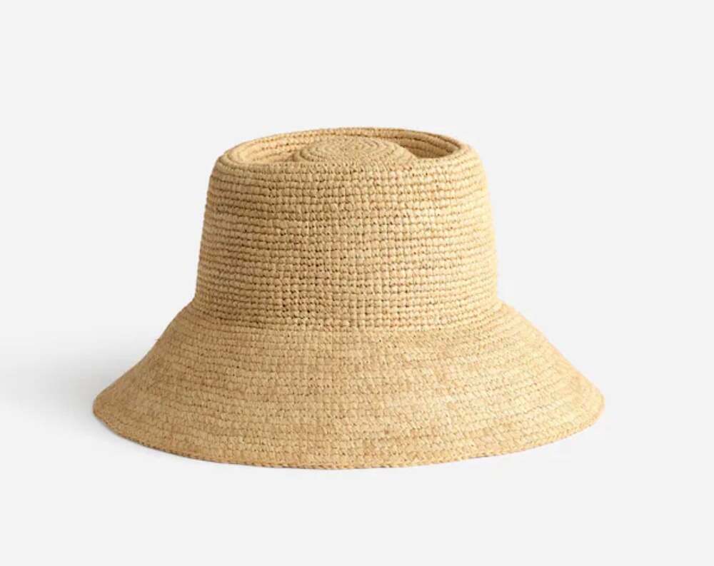 Madewell Lantern Straw Hat Golden Khaki 100% Raffia Packable Wide Brim